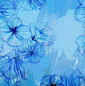 Print Top -  Ocean Blue Flowers