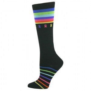 Print Multi-Ribbon Cancer Awareness Fashion Compression Sock